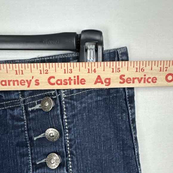 Coz Jeans Flare Leg Button Flap Closure 30x31 Women's 12 stretch dark wash Y2K - Picture 7 of 13